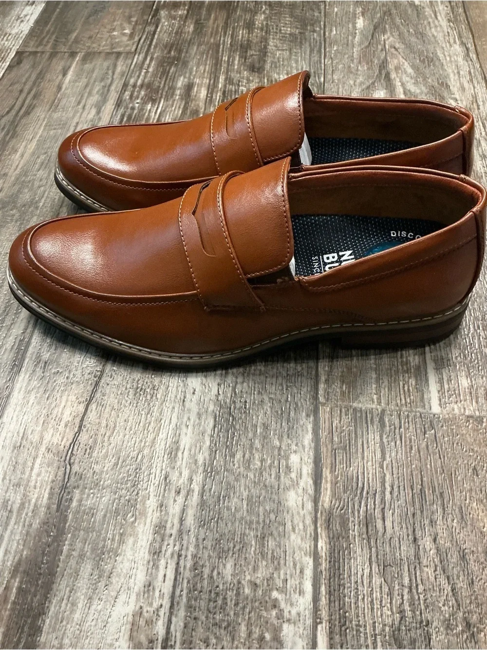 Nunn Bush Men's Cognac Leather Slip-On Loafers Size 8.5W